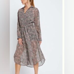 Meet Me in Santorini sheer long sleeve midi dress with side slits fall XS nwt